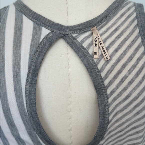 Pete Asymmetrical Gray and White Striped Tank Top, High/Low Hem,  XS - Picture 5 of 9